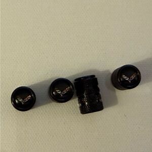 Corvette Valve Stem Caps in Black Set of 4 NWT